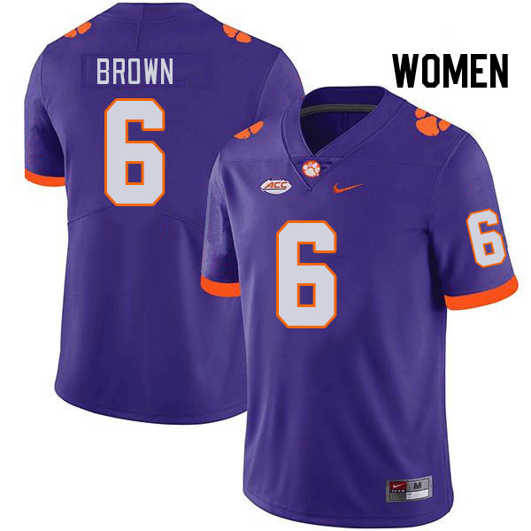 Women's Clemson Tigers Tyler Brown #6 College Purple NCAA Authentic Football Stitched Jersey 23YJ30QG